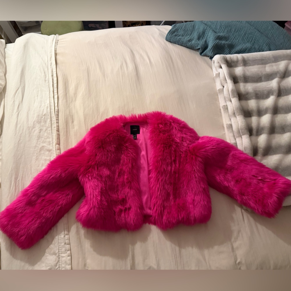 Pink Fur Jacket Cropped